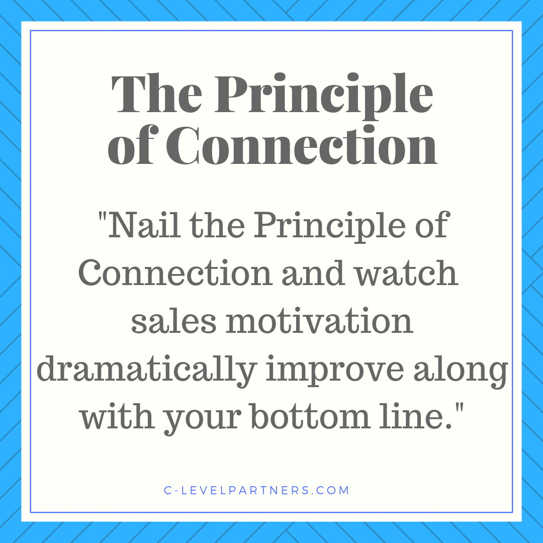 Nail the Principle of Connection and see how your ability to connect with the needs, wants, and motivations of your sales team makes a marked improvement on the bottom line.